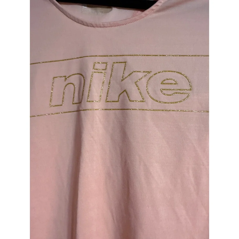 Nike Dri-FIT Training Shirt Small Peach Gold Glitter Athleisure Sparkly Sporty